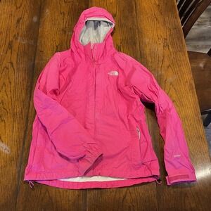 The North Face Hyvent 2.5L Zip Up Hooded Rain Jacket Sz M Pink Outdoor
